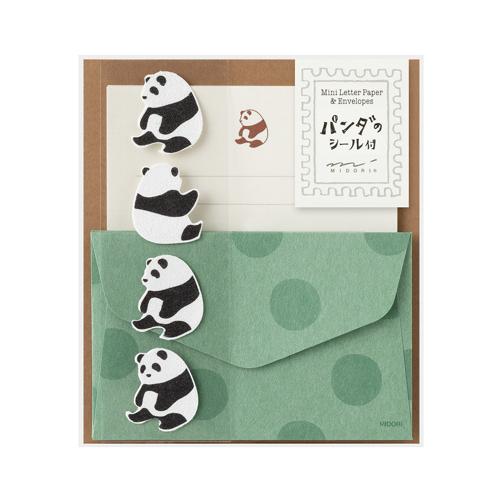 Mini papier à lettres & enveloppe sticker Panda - Midori
