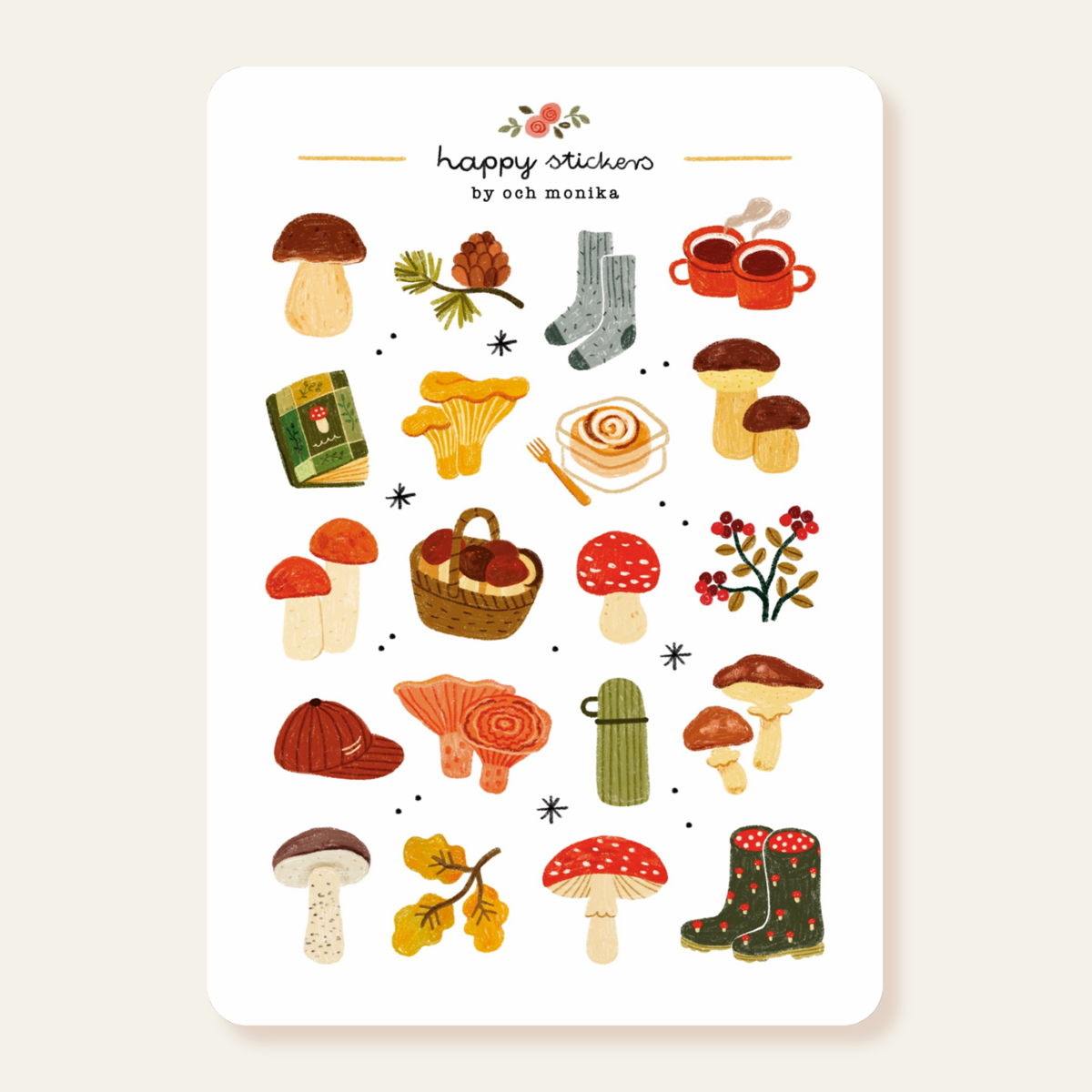Planche de stickers Cueillette de champignons - Och Monika