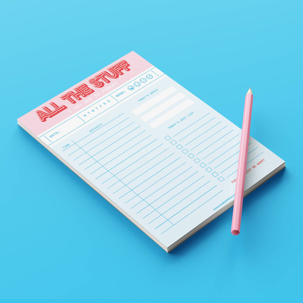 Carnet de Notes A5 Rose — All The Stuff I Try Not To Forget · Studio Inktvis