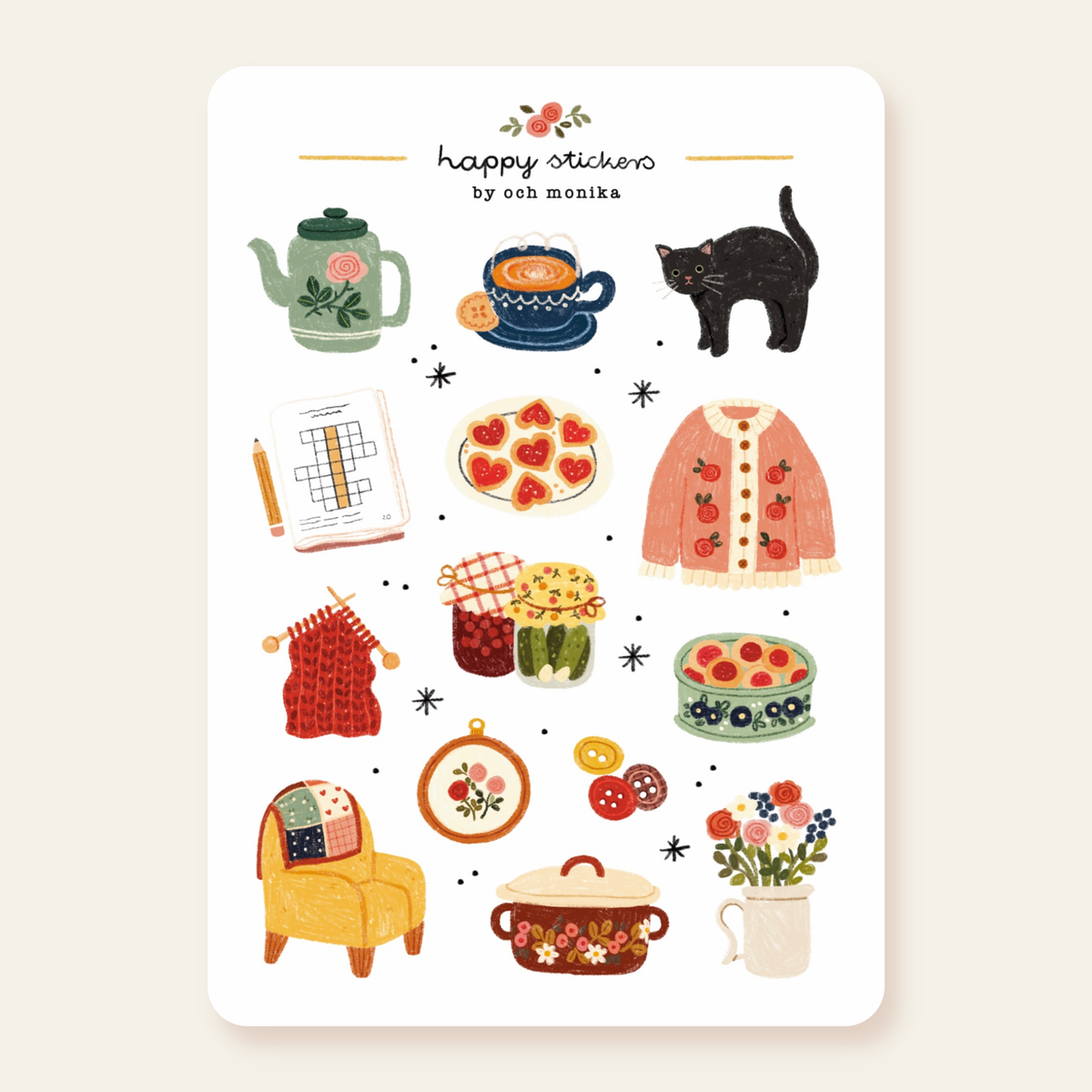 Planche de stickers Choses de mamie - Och Monika