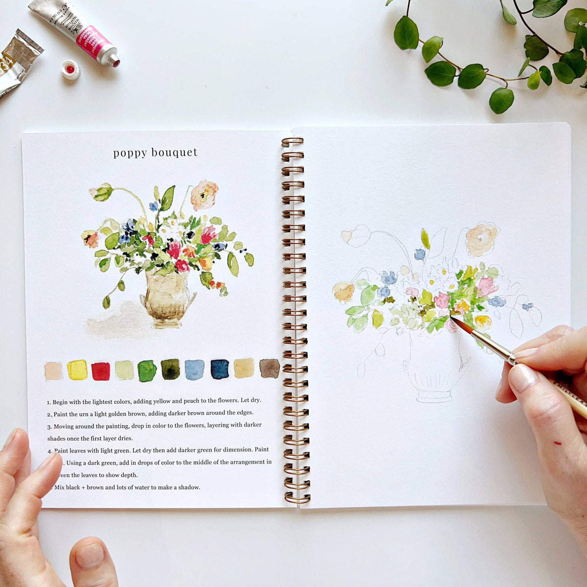 Cahier d'aquarelle bouquets Emily lex Studio