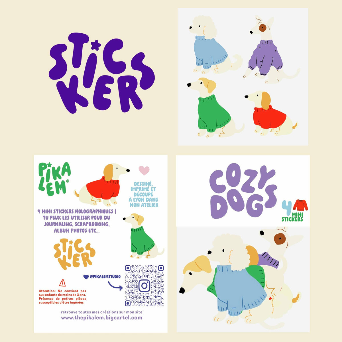 Stickers Cozy Dogs - Pikalem Studio