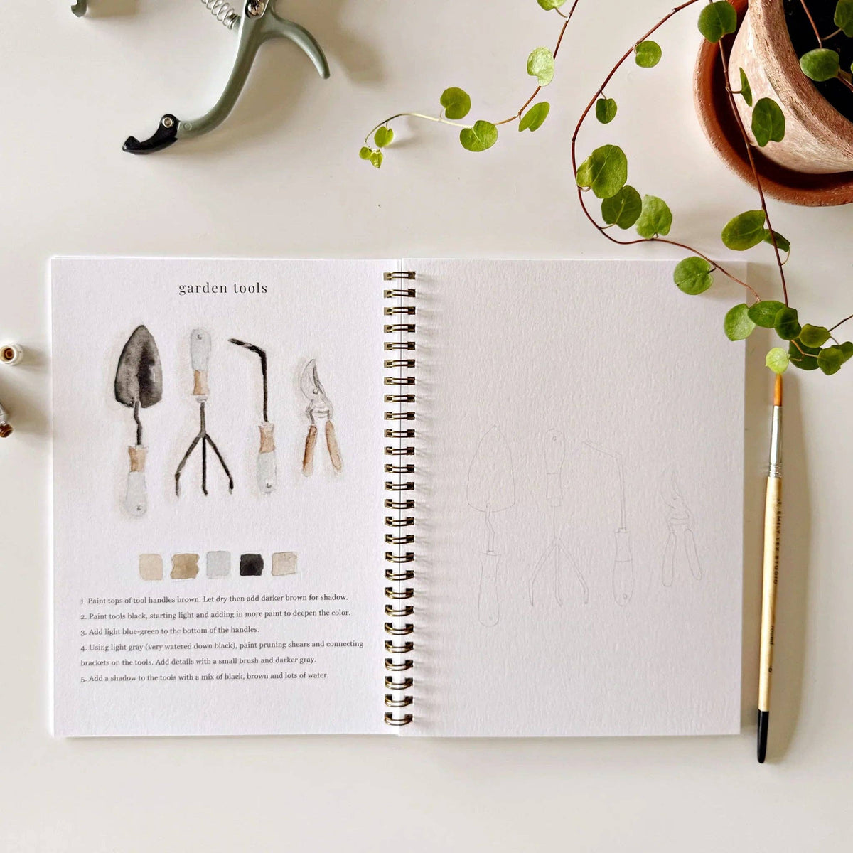 Cahier d’aquarelle jardin Emily Lex Studio