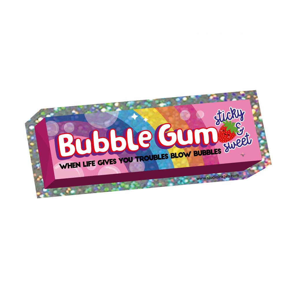 Sticker pailleté « Bubble Gum » — compatible lave-vaisselle — Studio Inktvis