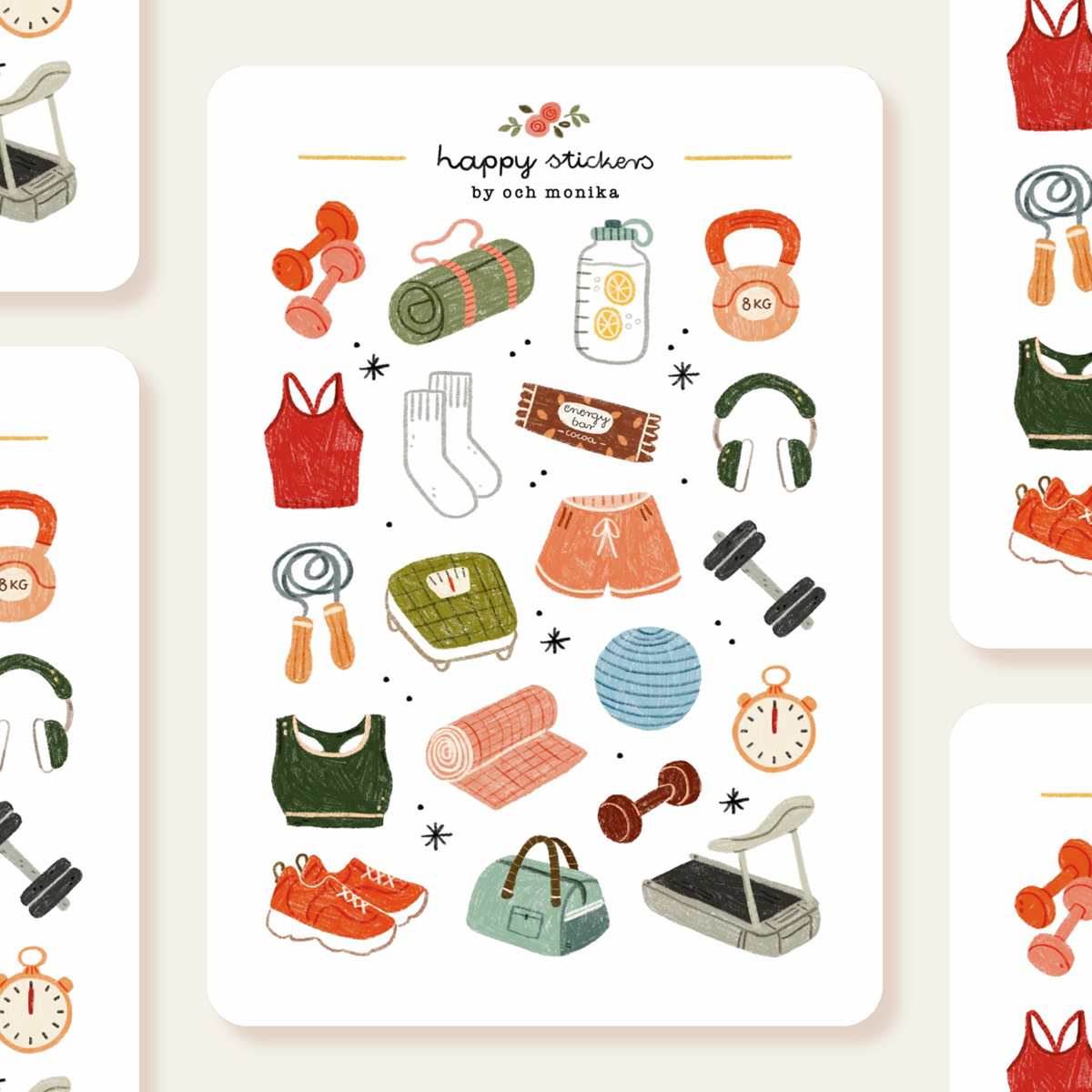 Planche de stickers Fitness -Och Monika