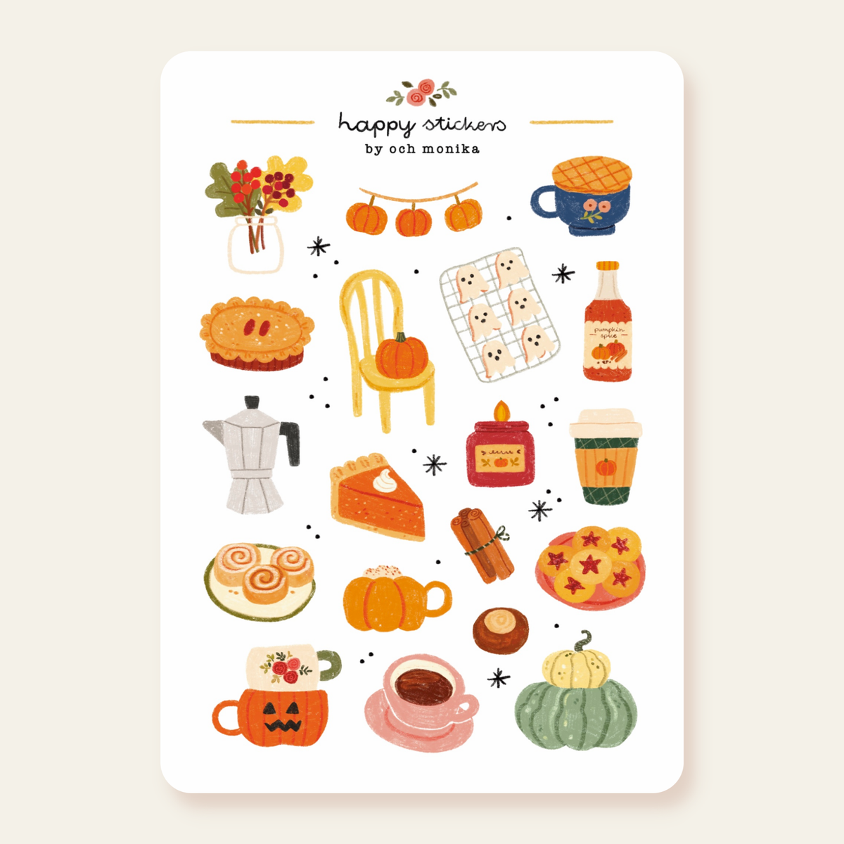 Planche de stickers Fall Café Automne - Och Monika