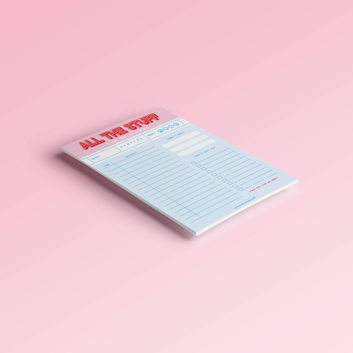 Carnet de Notes A5 Rose — All The Stuff I Try Not To Forget · Studio Inktvis