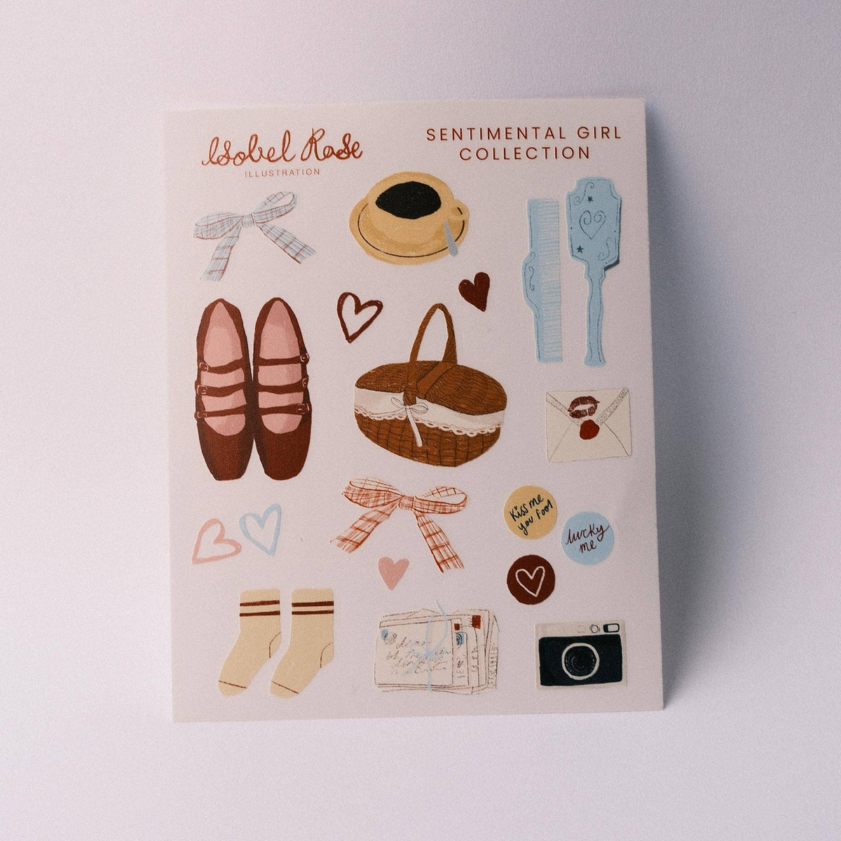 Planche de stickers « Sentimental Girl » - Isobel Rose Illustration