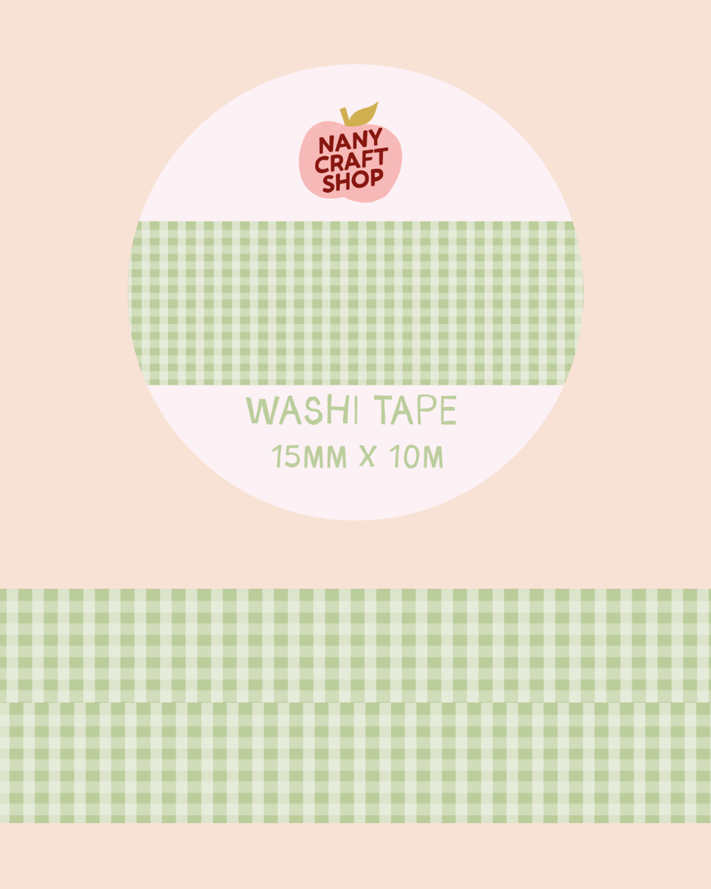 Washi Tape - vichy vert - Nany Craft Shop
