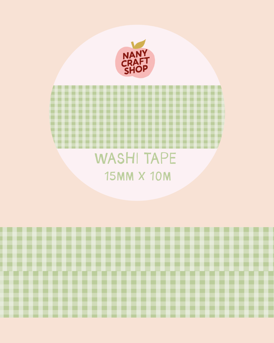 Washi Tape - vichy vert - Nany Craft Shop