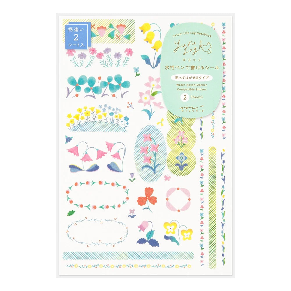 Planches stickers Yuru Log Washi Fleurs - Midori