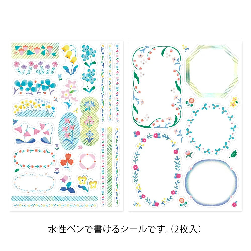 Planches stickers Yuru Log Washi Fleurs - Midori