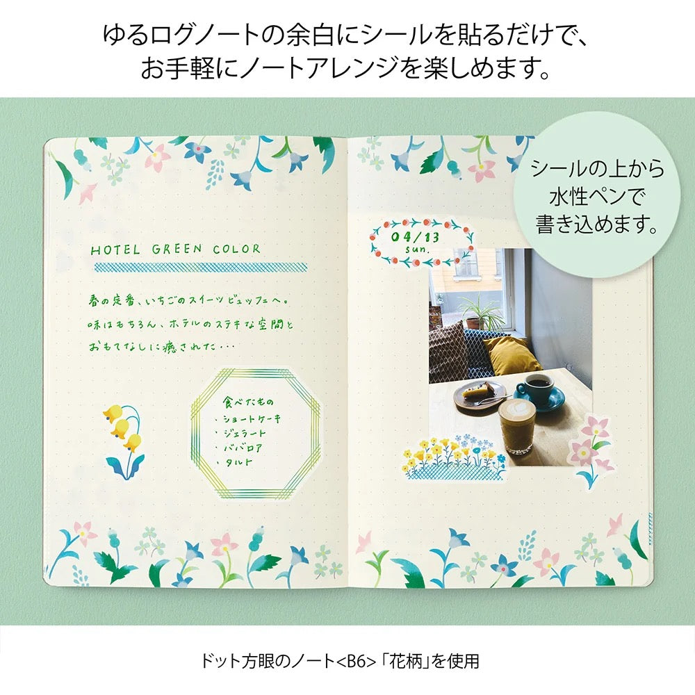 Planches stickers Yuru Log Washi Fleurs - Midori