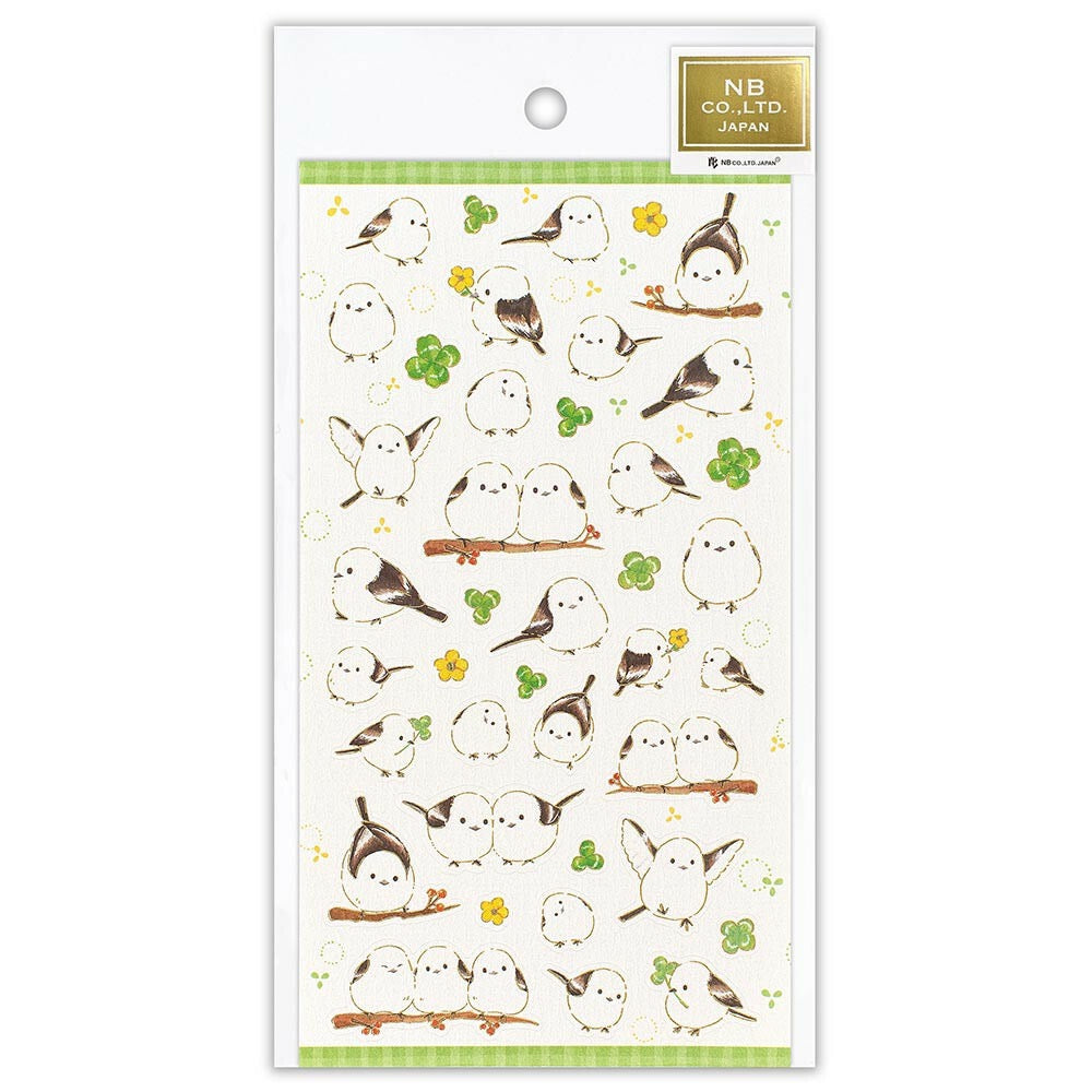 Planche de sticker japonais – Oiseau Shimaenaga et Trefle – NB.CO.