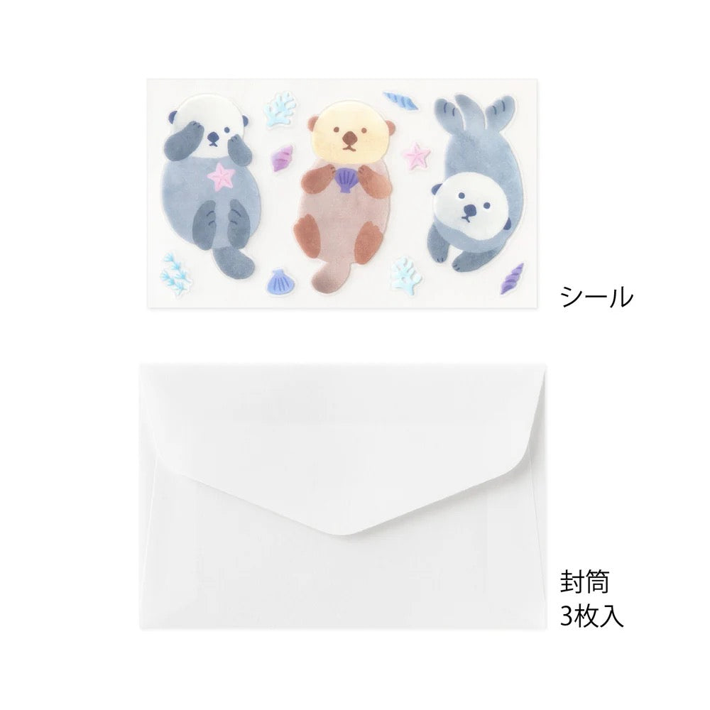Mini papier à lettres / enveloppes / stickers Loutre et coquillages - Midori