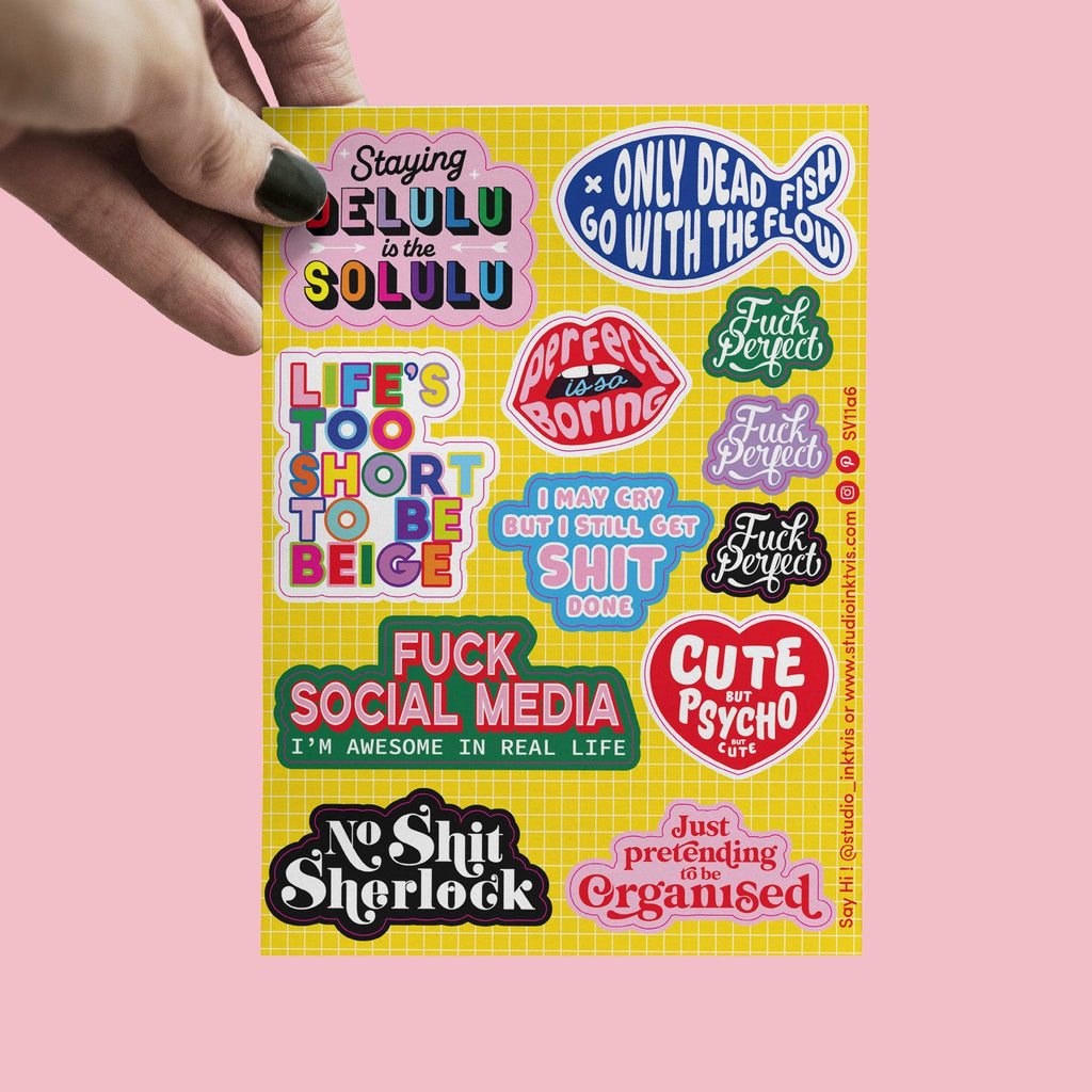 Planche de stickers audacieuse et colorée  — Studio Inktvis