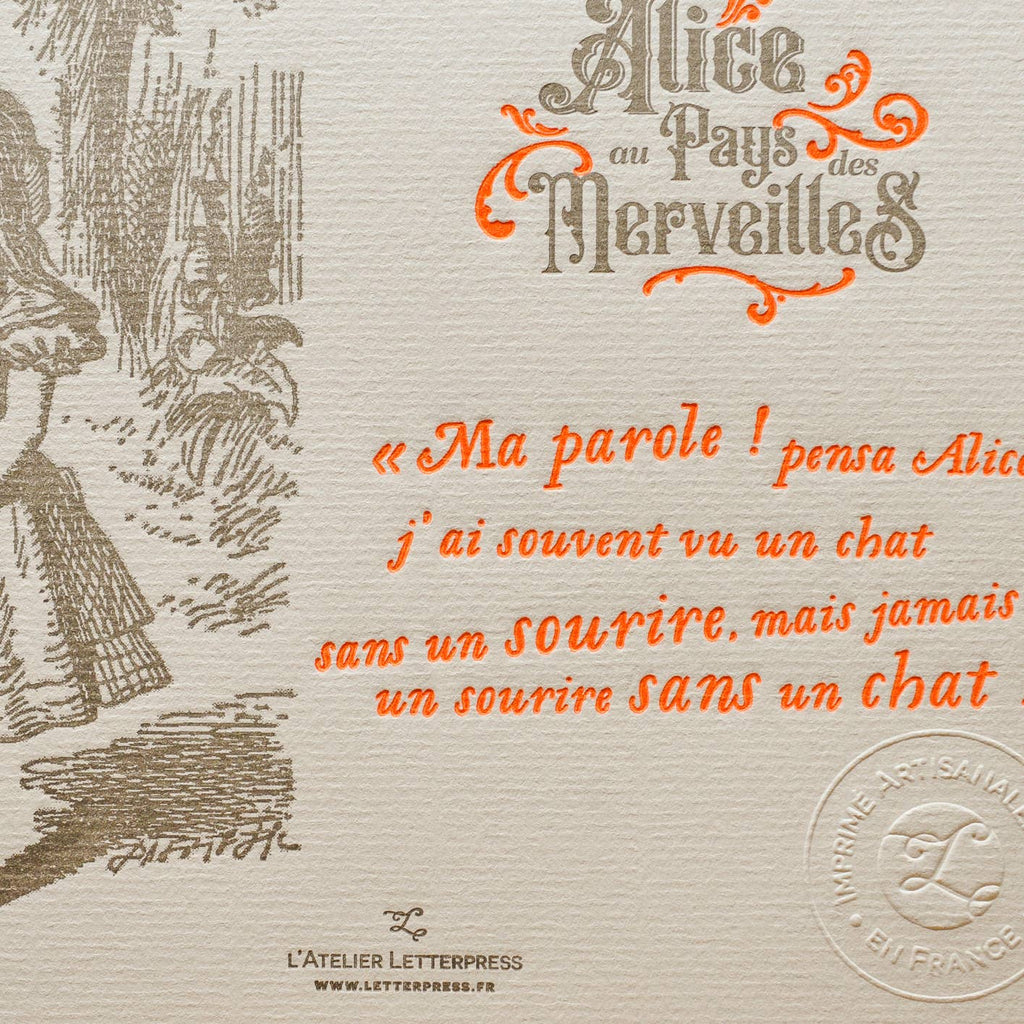 Estampe d’art typographique Le Chat du Cheshire (Alice au pays des merveilles)