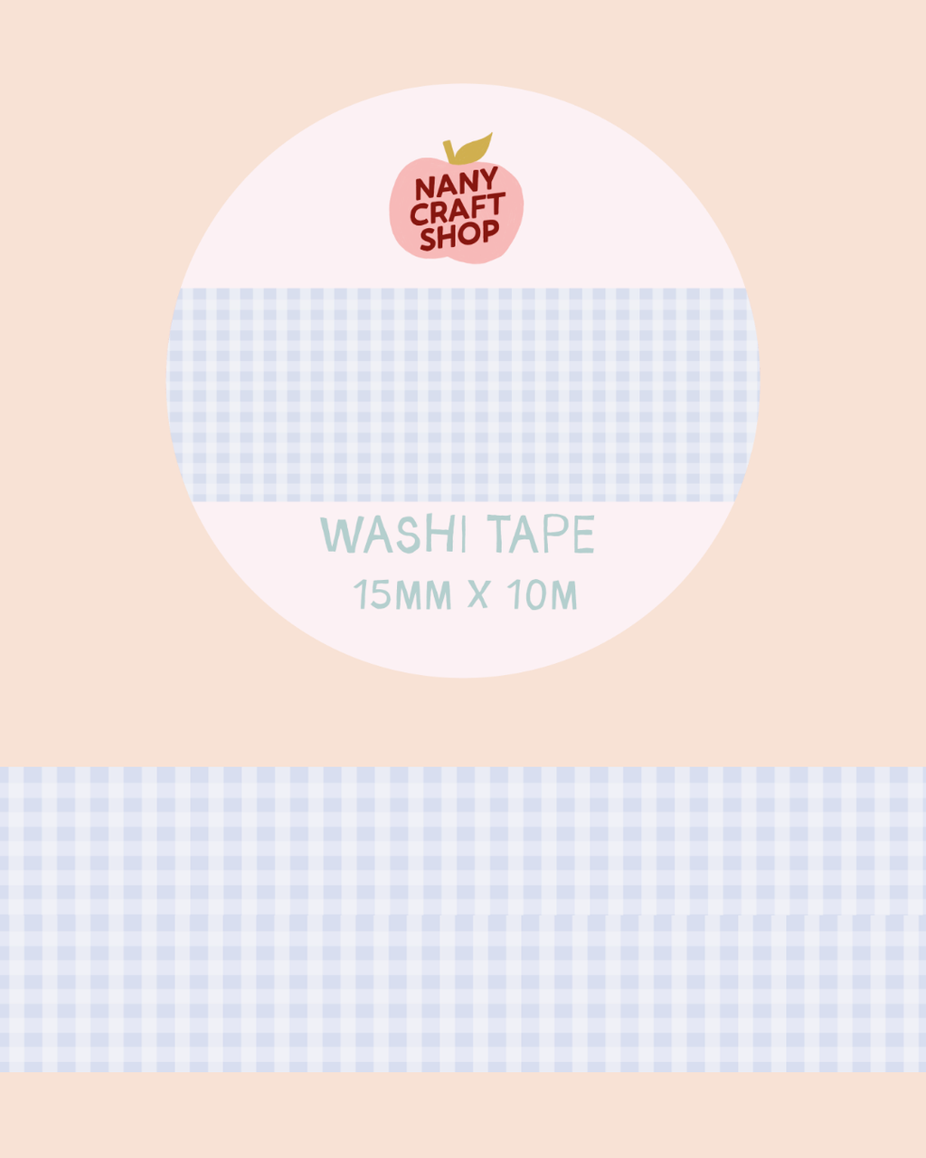 Washi Tape - vichy bleu- Nany Craft Shop