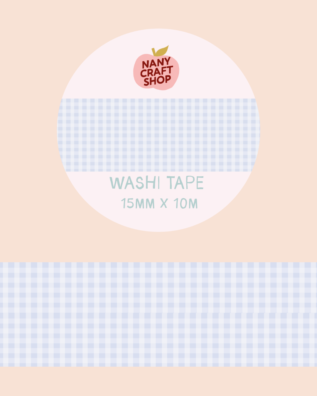Washi Tape - vichy bleu- Nany Craft Shop
