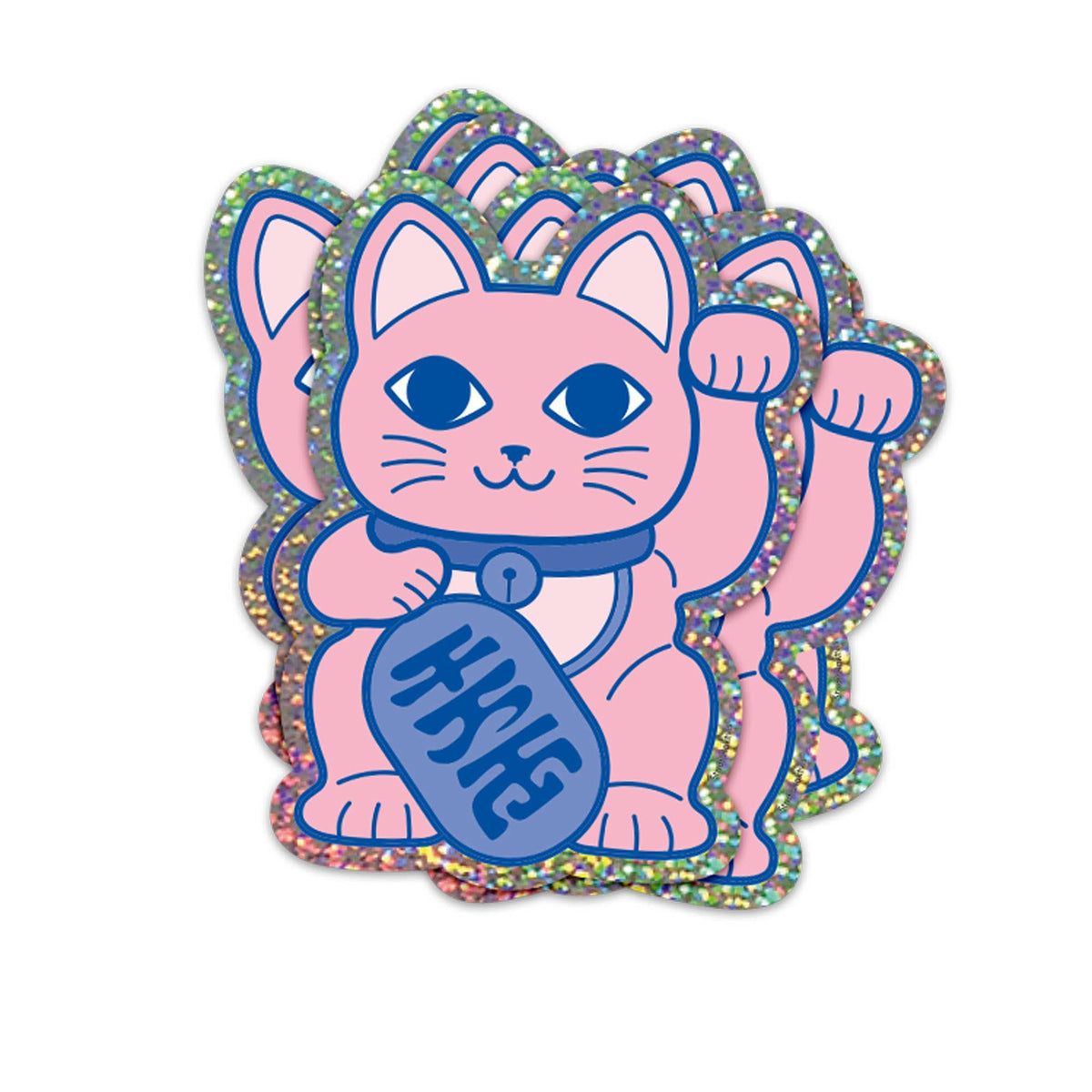 Sticker pailleté Maneki Neko Chat porte-bonheur — Studio Inktvis