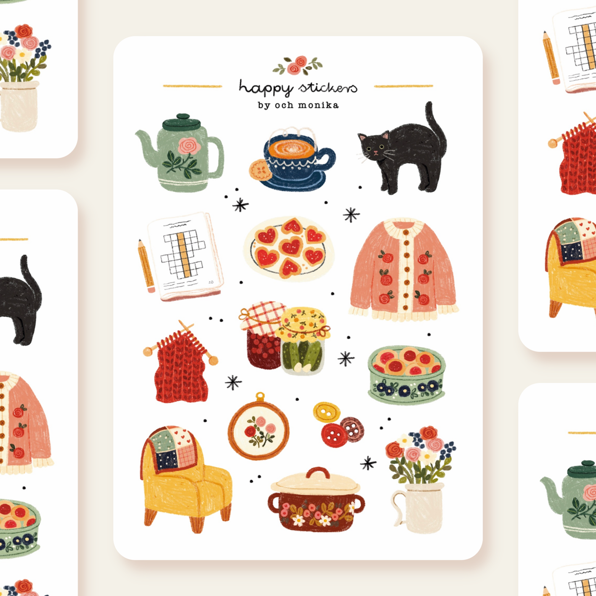 Planche de stickers Choses de mamie - Och Monika