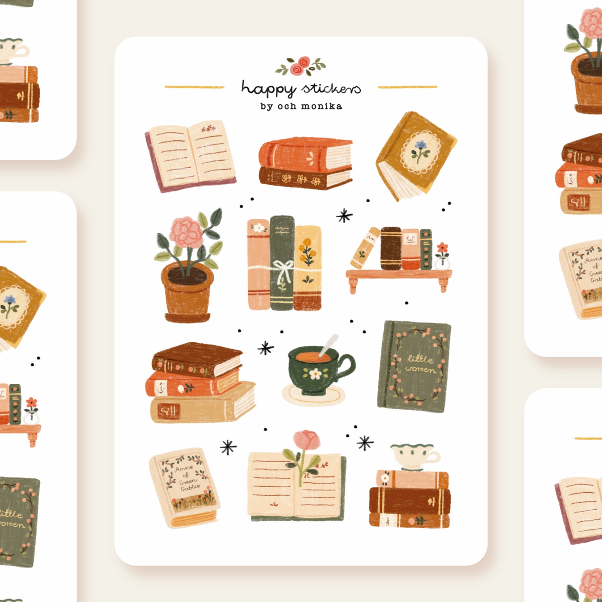 Planche de stickers Bookish - Och Monika