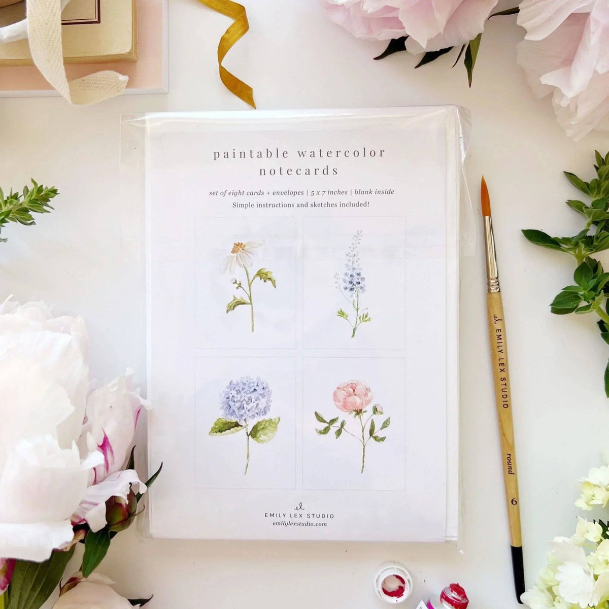 8 Cartes aquarelle à peindre avec des fleurs de jardin - Emily Lex