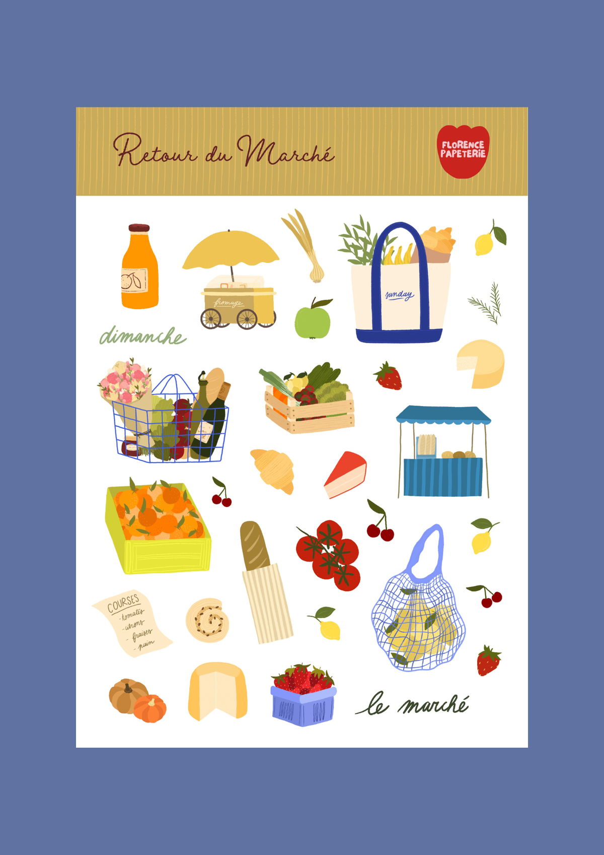 Planche de stickers Retour du marché - Florence Papeterie