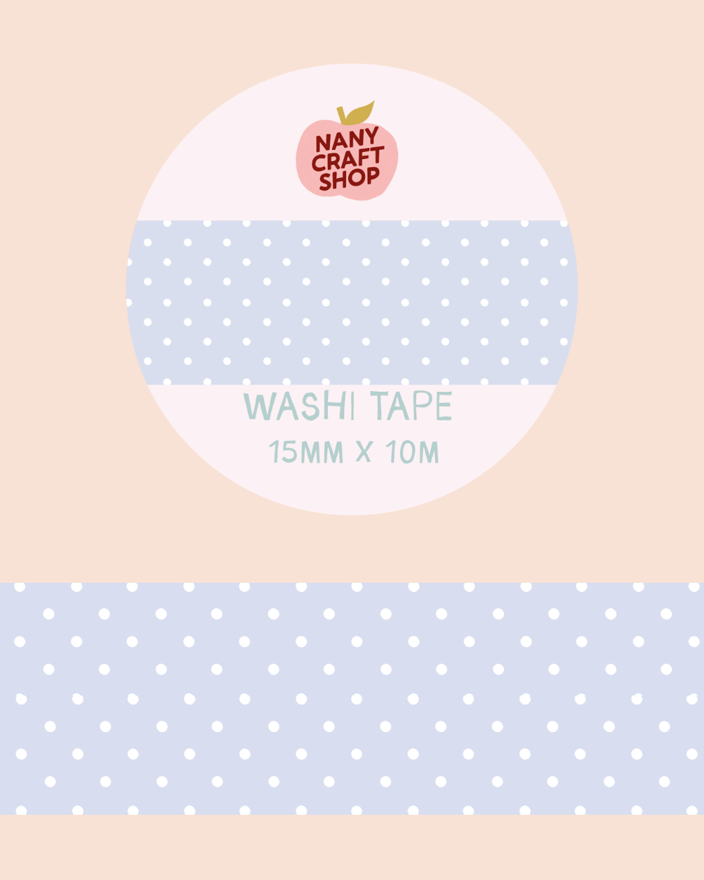 Washi Tape - polka dot bleu ciel - Nany Craft Shop
