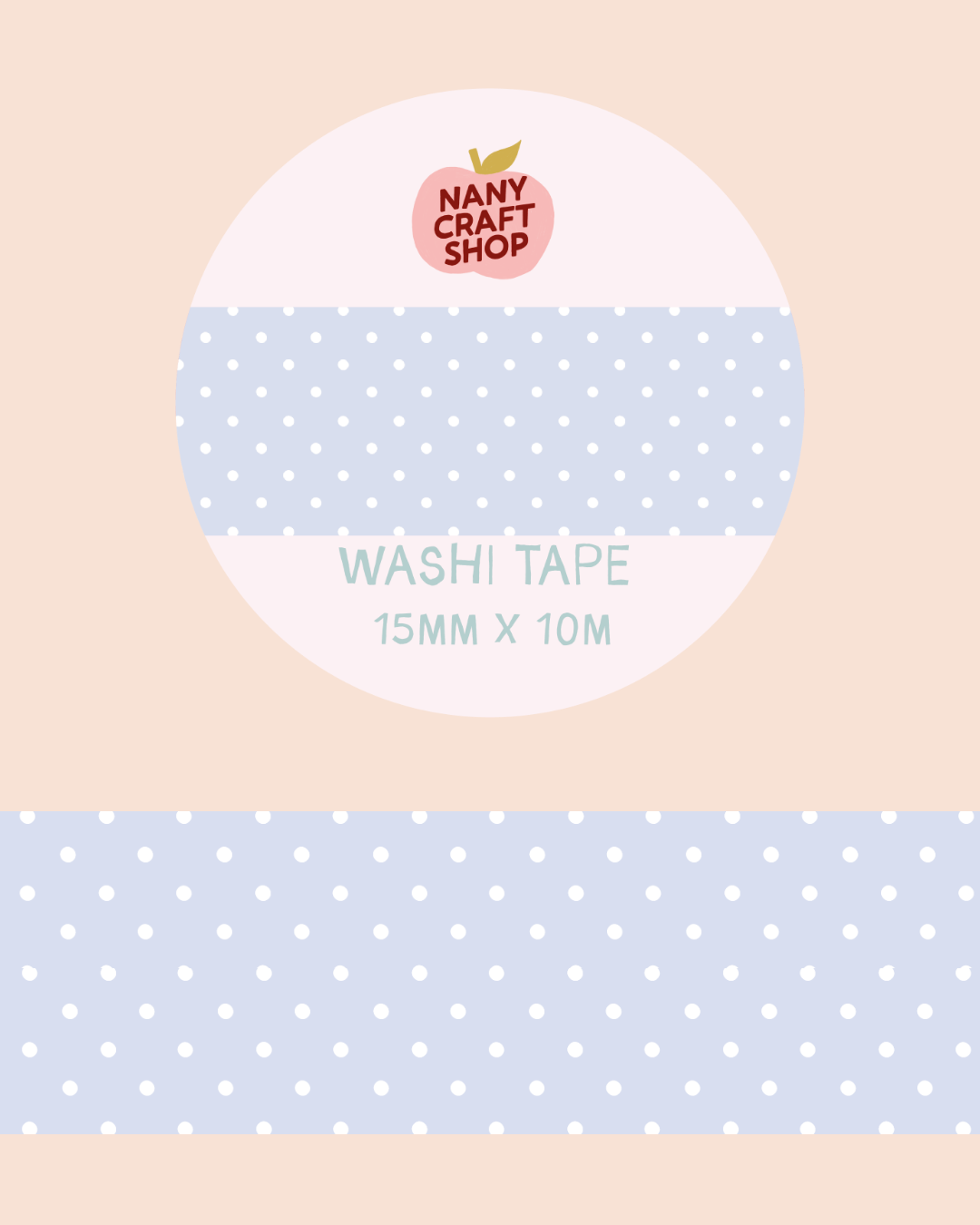 Washi Tape - polka dot bleu ciel - Nany Craft Shop