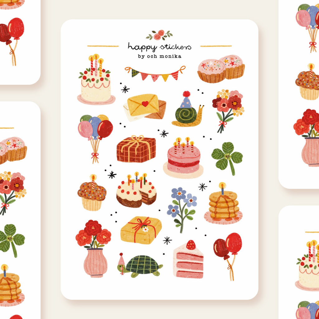 Planche de stickers Joyeux anniversaire - Och Monika