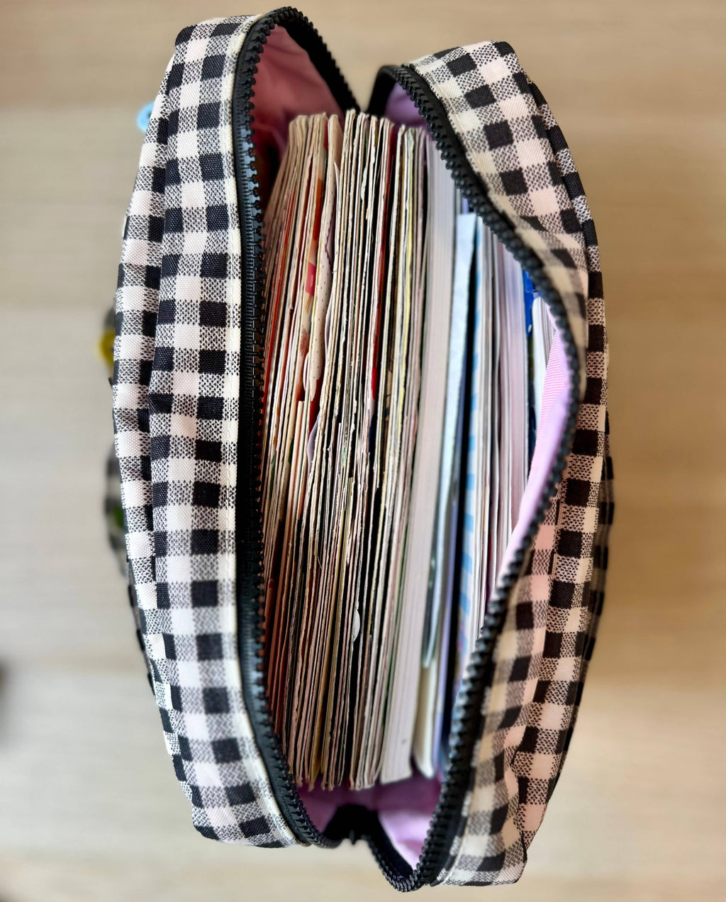 Pochette Vichy pour journaling Shellflower