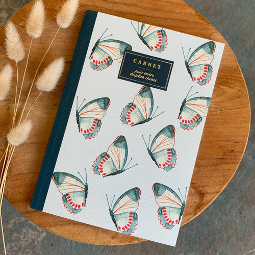 Carnet Papillons 🦋 - A5 ligné - Bleu coquille