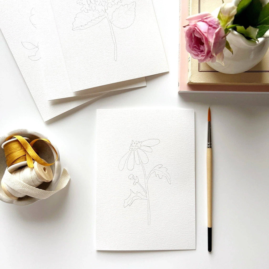 8 Cartes aquarelle à peindre avec des fleurs de jardin - Emily Lex