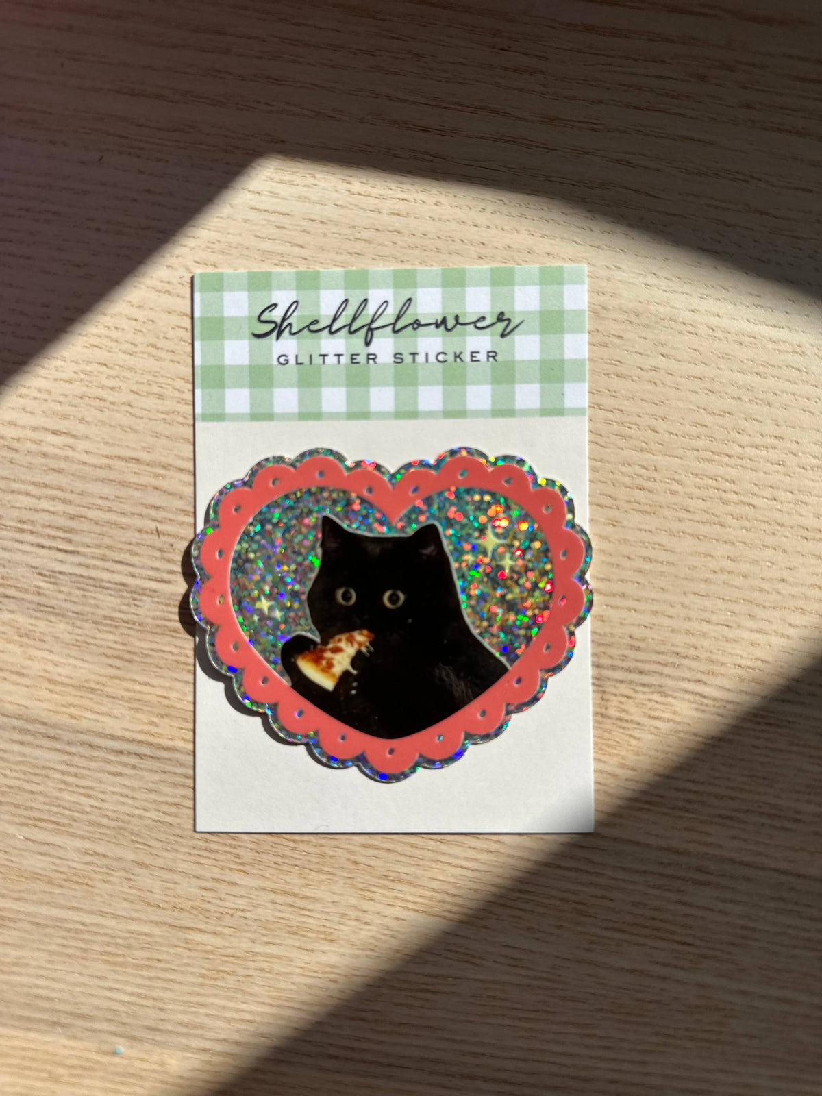 Sticker Pailleté Pizza Chat — Shellflower