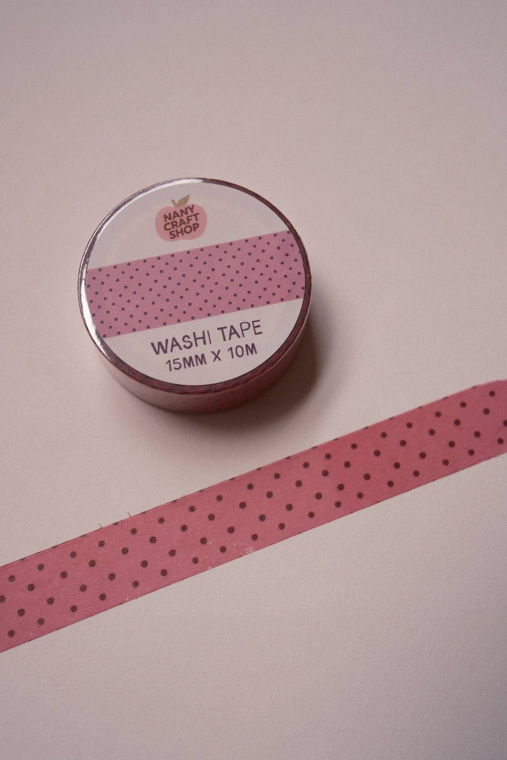 Washi Tape - Polka Dot Rose et noir - Nany Craft Shop