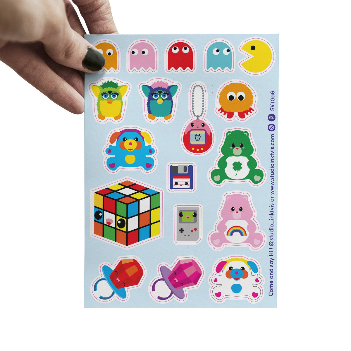 Planche de stickers vintage années 80 et 90 — 18 stickers en vinyle — Studio Inktvis