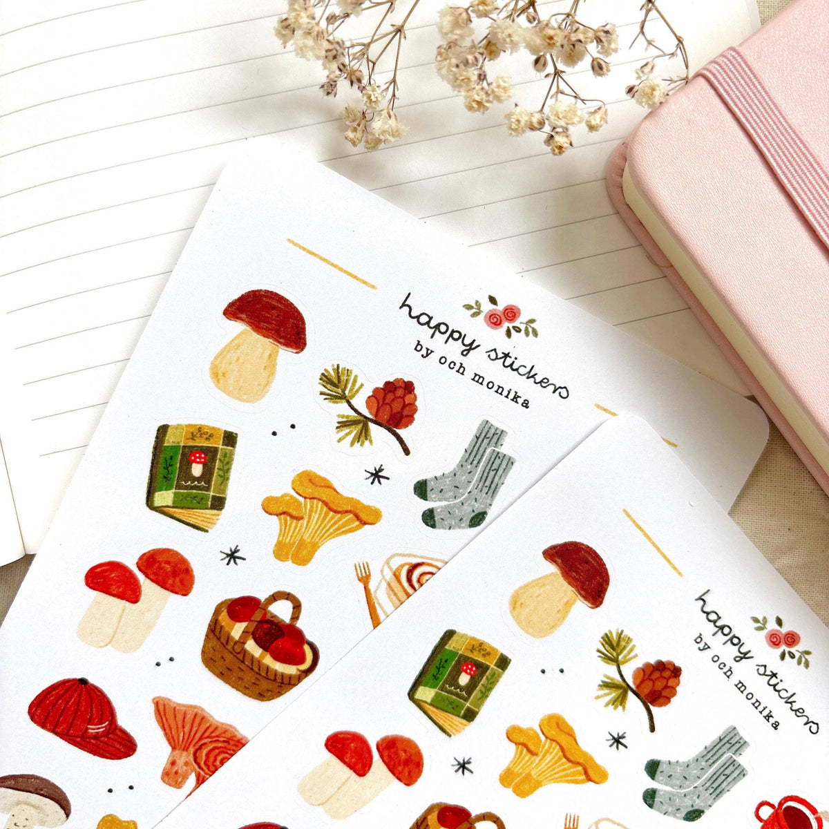 Planche de stickers Cueillette de champignons - Och Monika