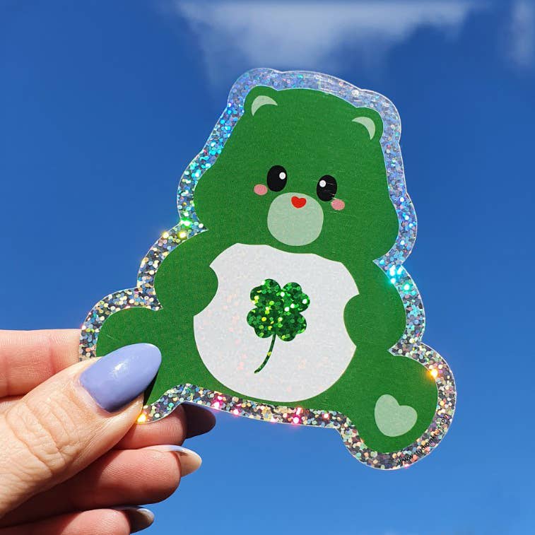 Sticker Pailleté Bisounours — Bonne chance · Studio Inktvis