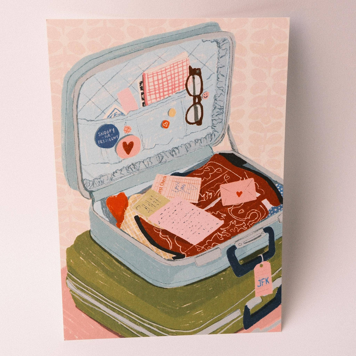 Affiche A5 — Valise de voyage rétro - Isobel Rose Illustration