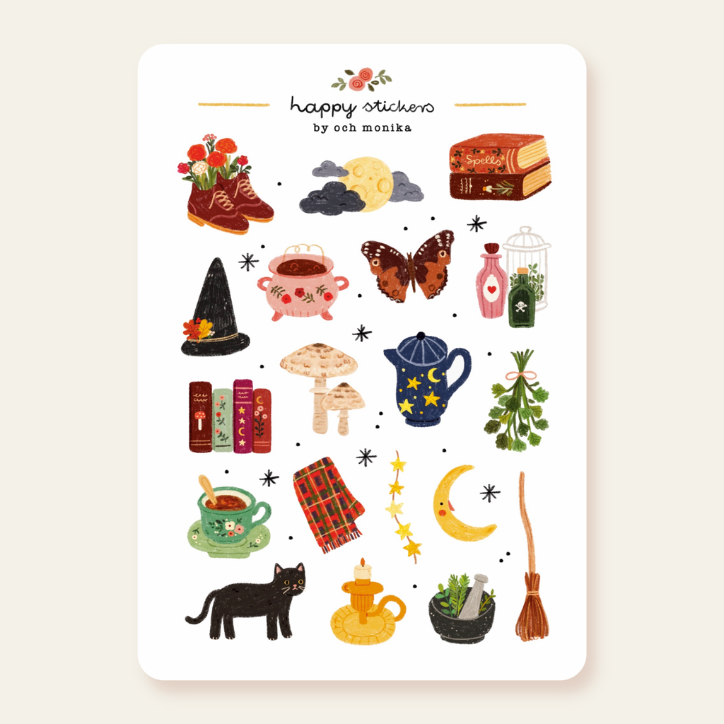 Planche de stickers Ambiance sorcière - Och Monika
