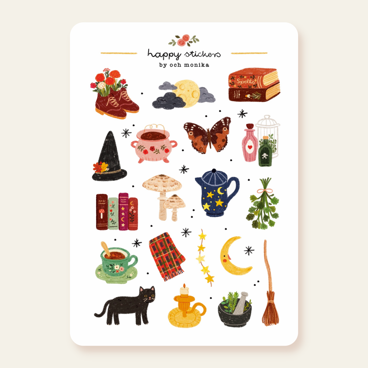 Planche de stickers Ambiance sorcière - Och Monika