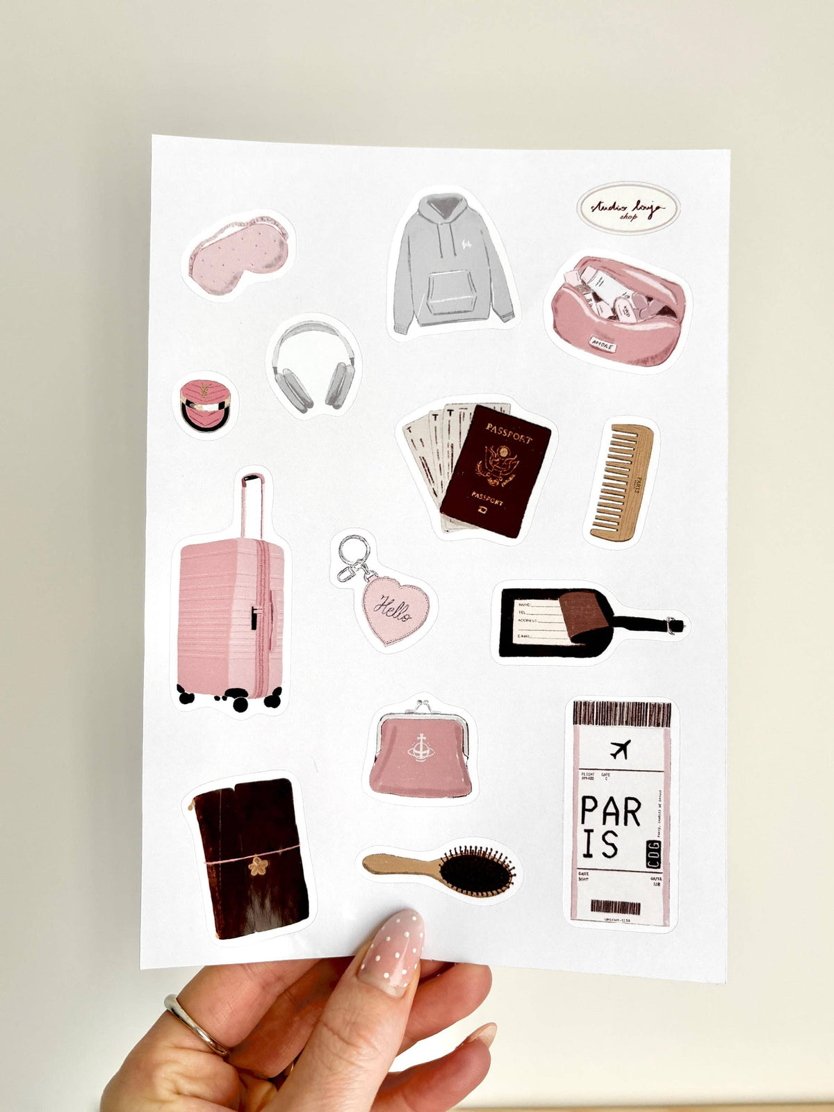 Planche de stickers - airport essentials - Studio Louja