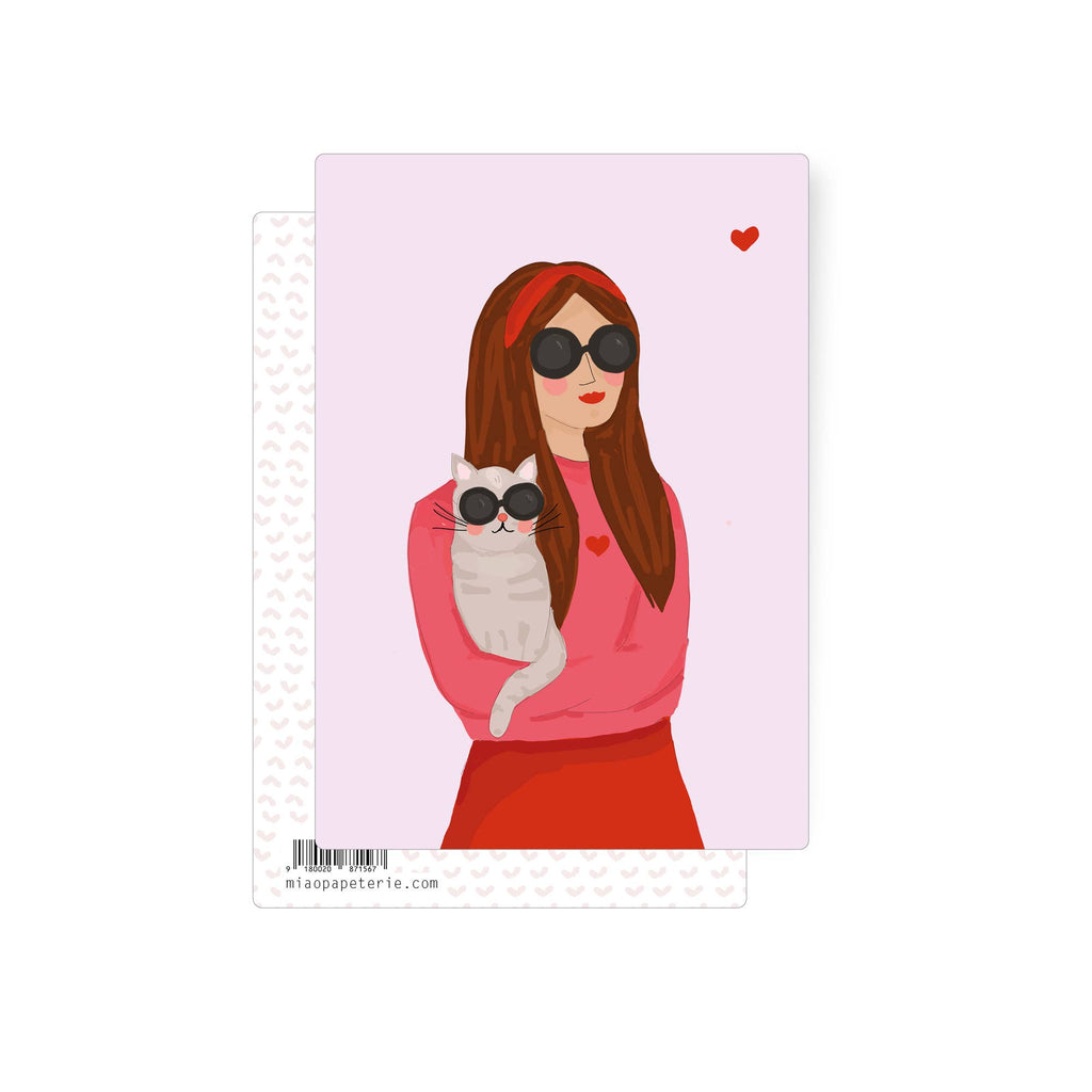 Catlady | carte postale: Avec enveloppe et couverture en cellophane