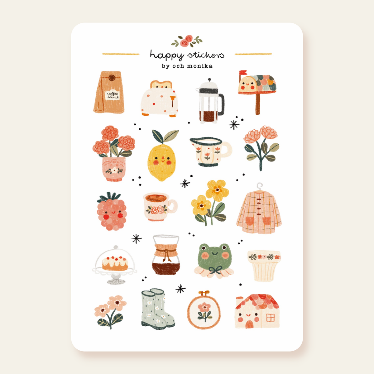 Planche de stickers Cottagecore - Och Monika