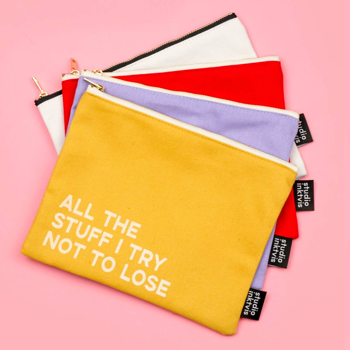 Trousse moutarde — All The Stuff I Try Not To Lose · Studio Inktvis