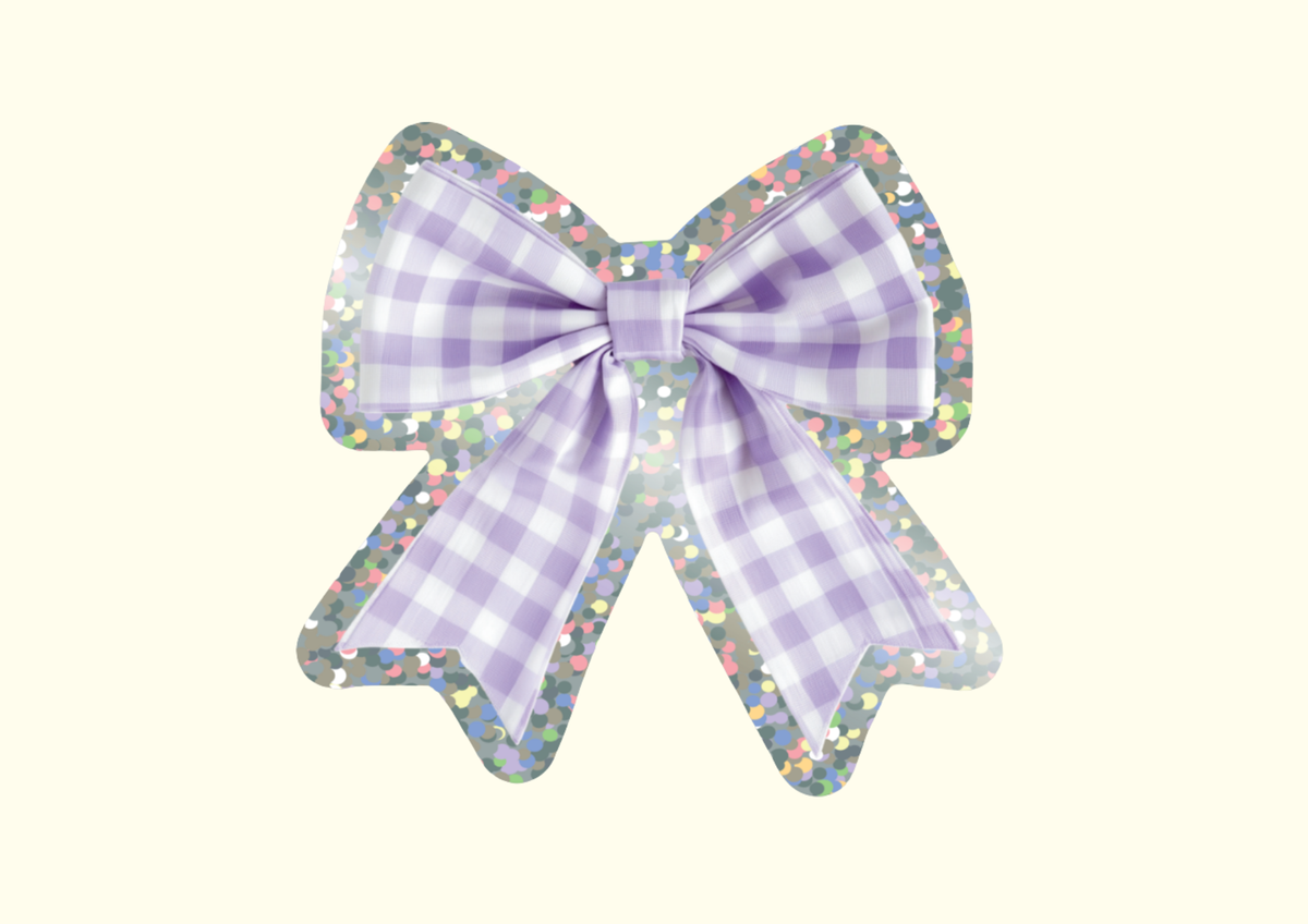 Sticker nœud pailleté vichy violet et blanc - Shellflower
