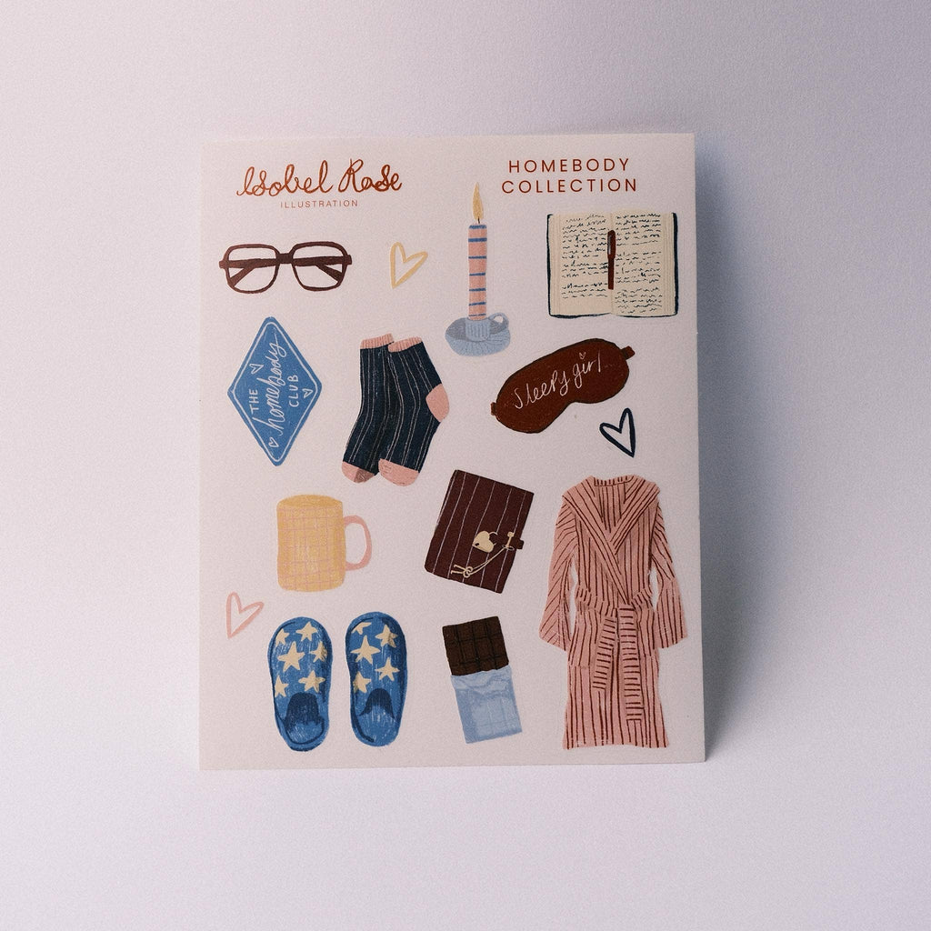 Planche d'autocollants « Homebody » - Iobel Rose illustration