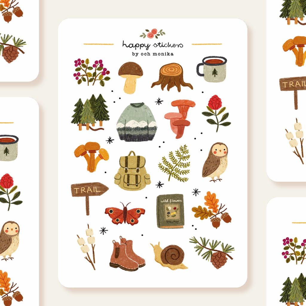Planche de stickers Promenades en forêt - Och Monika