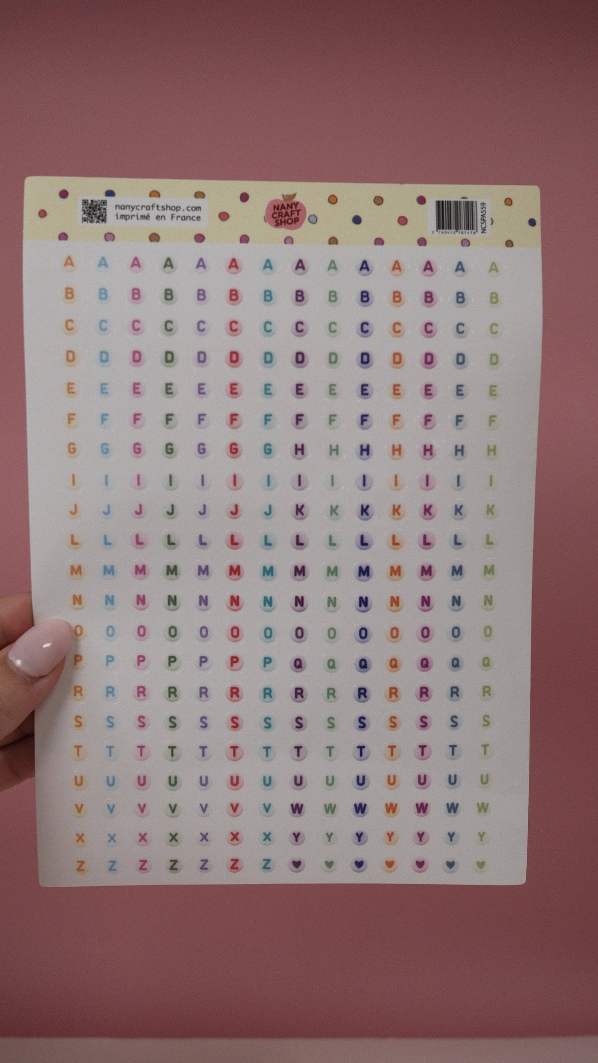 Planche stickers alphabet perles multicolores — Nany Craft Shop